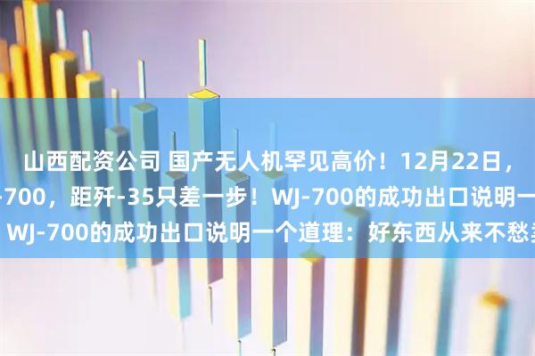 山西配资公司 国产无人机罕见高价！12月22日，埃及4亿美元采购WJ-700，距歼-35只差一步！WJ-700的成功出口说明一个道理：好东西从来不愁卖