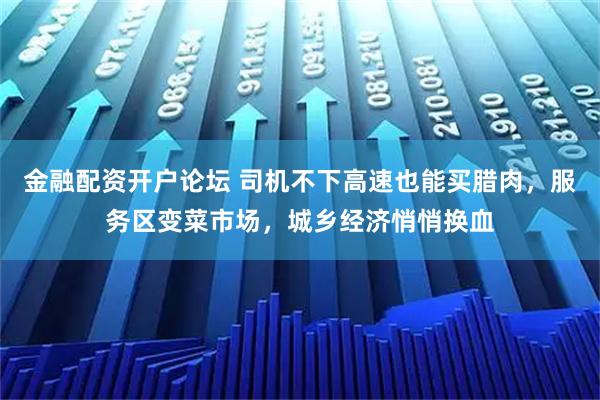 金融配资开户论坛 司机不下高速也能买腊肉，服务区变菜市场，城乡经济悄悄换血